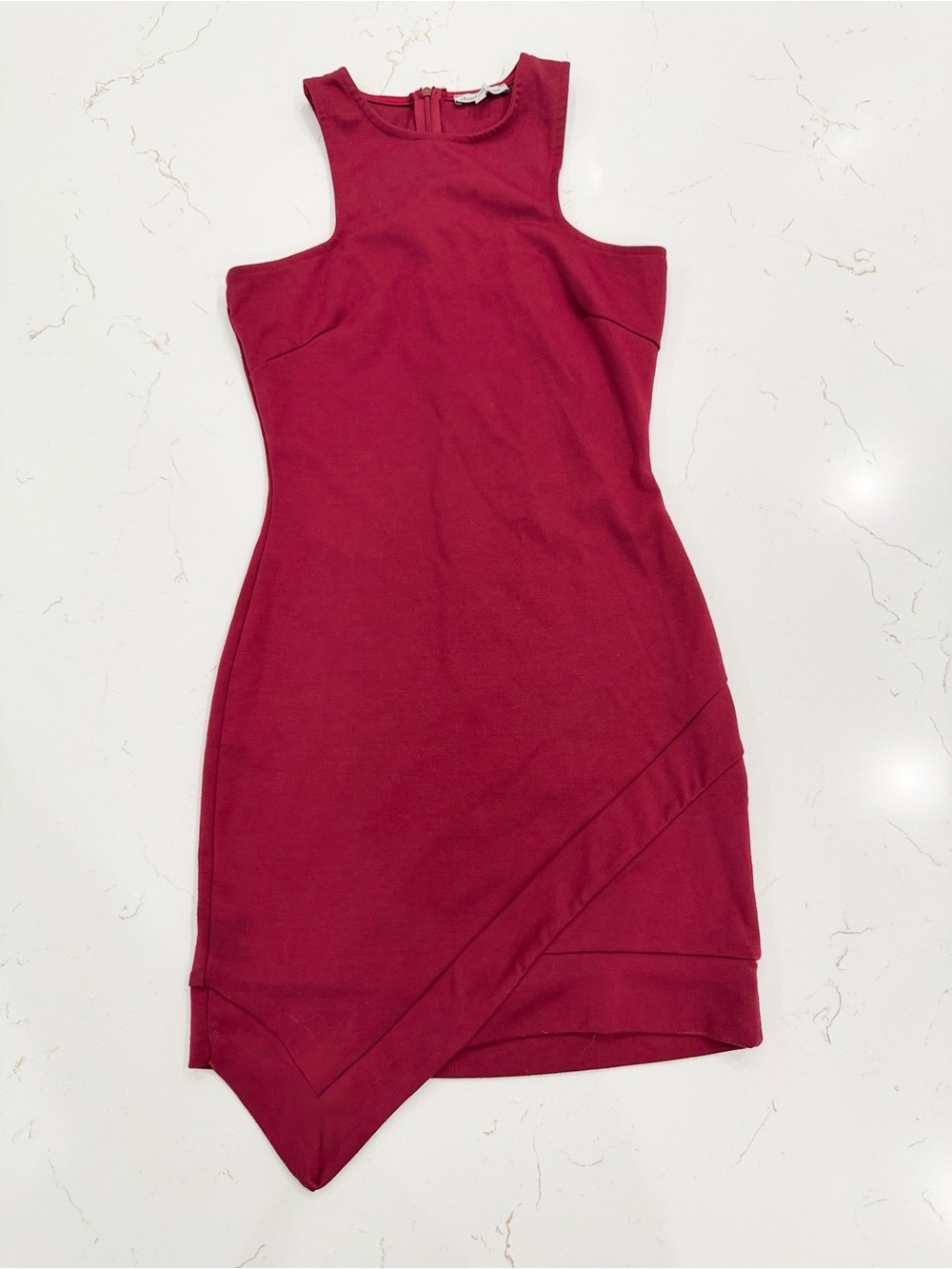 Made in the USA🇺🇸 Vintage 90s Charlotte Russe Burgundy Asymmetrical Dress